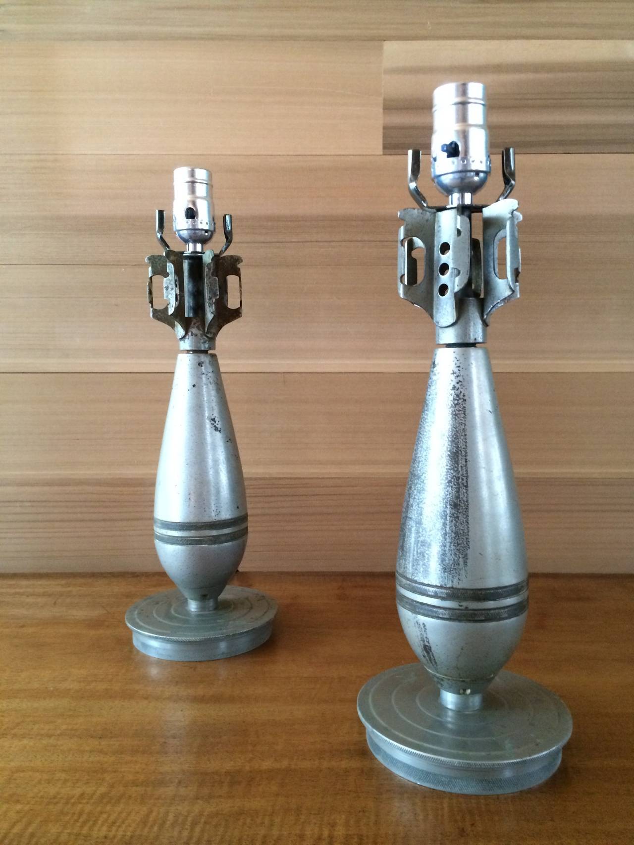 Steel Pair of M43 Bomb Table Lamps, 1940