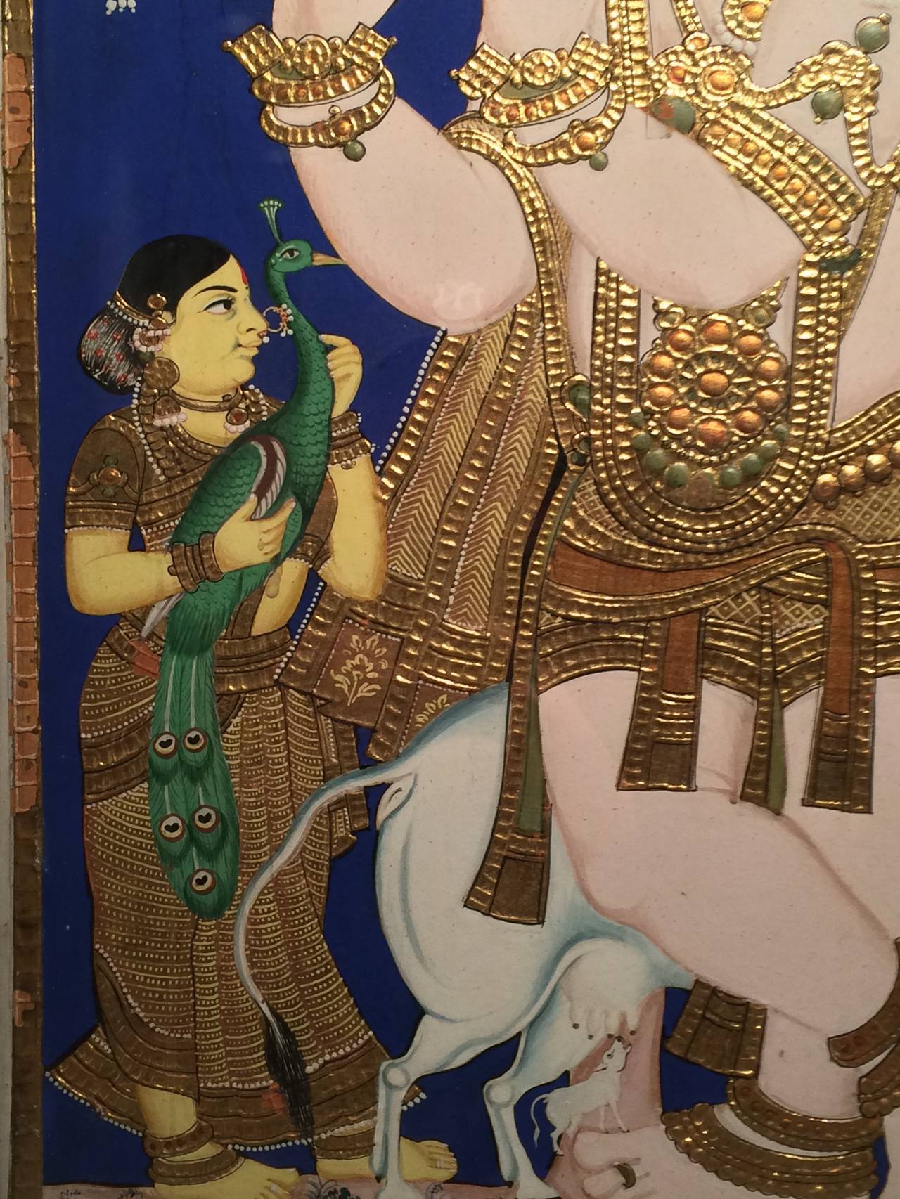 19th Century Indian Tanjore Painting of Young Krishna In Good Condition In Southampton, NY