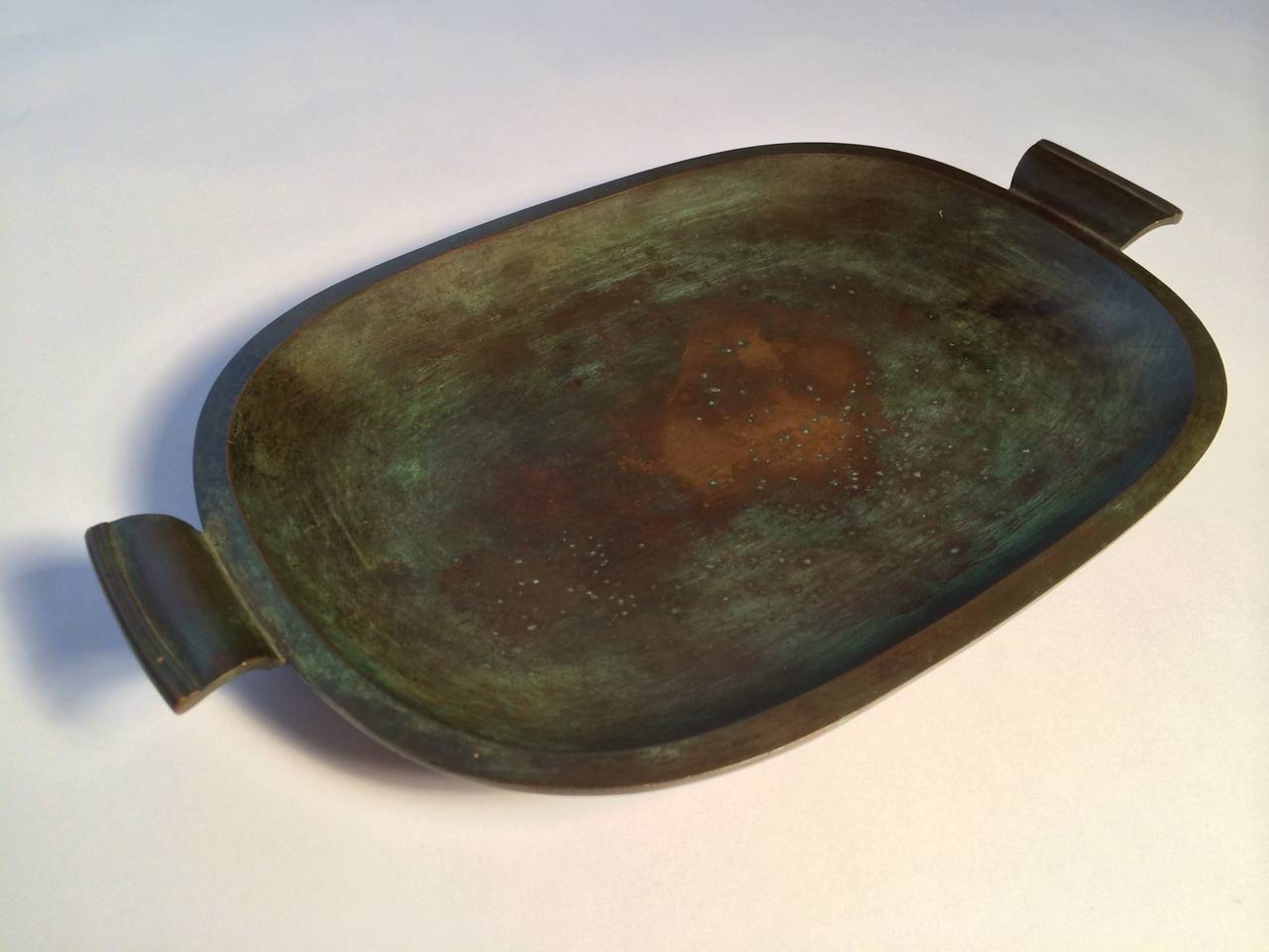 An Art Deco period patinated bronze dish designed by Just Andersen and manufactured by GAB, Sweden.