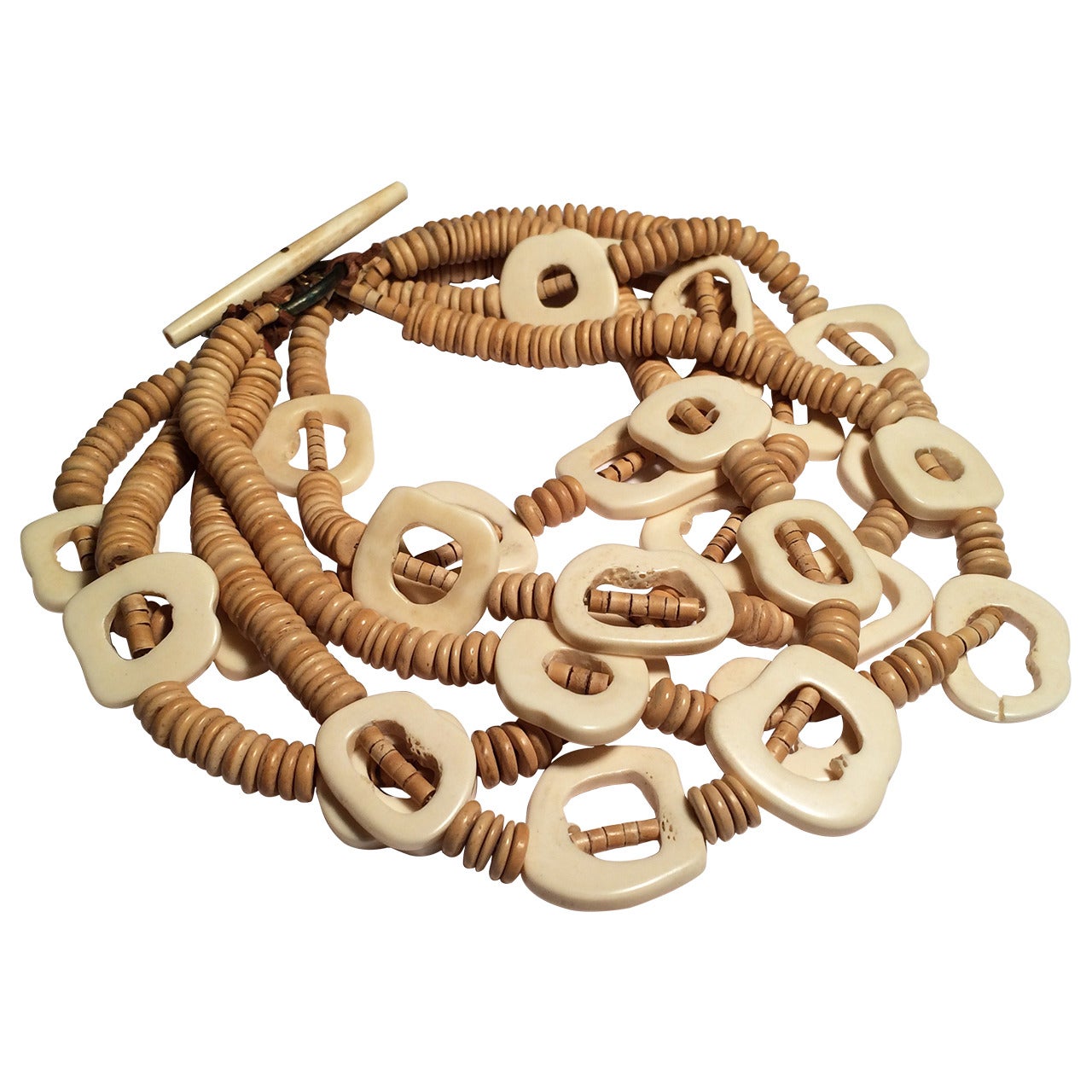 Decorative African Tribal Bone Necklace For Sale