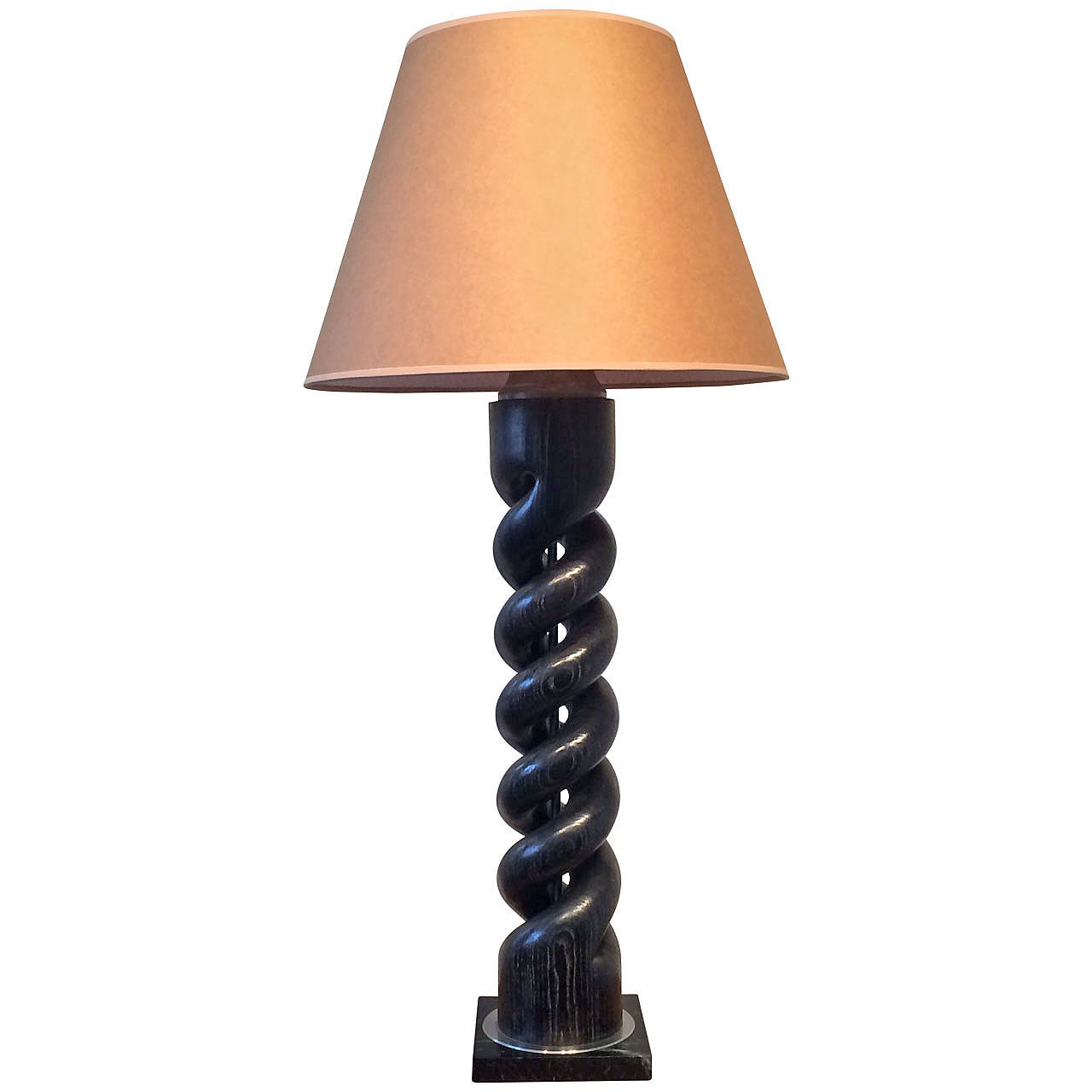 Large Cerused Oak Helix Table Lamp, 1960s For Sale