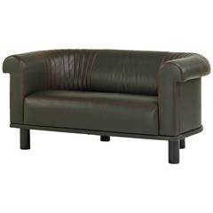 Unique Barrel Back Leather Sofa, Switzerland 6