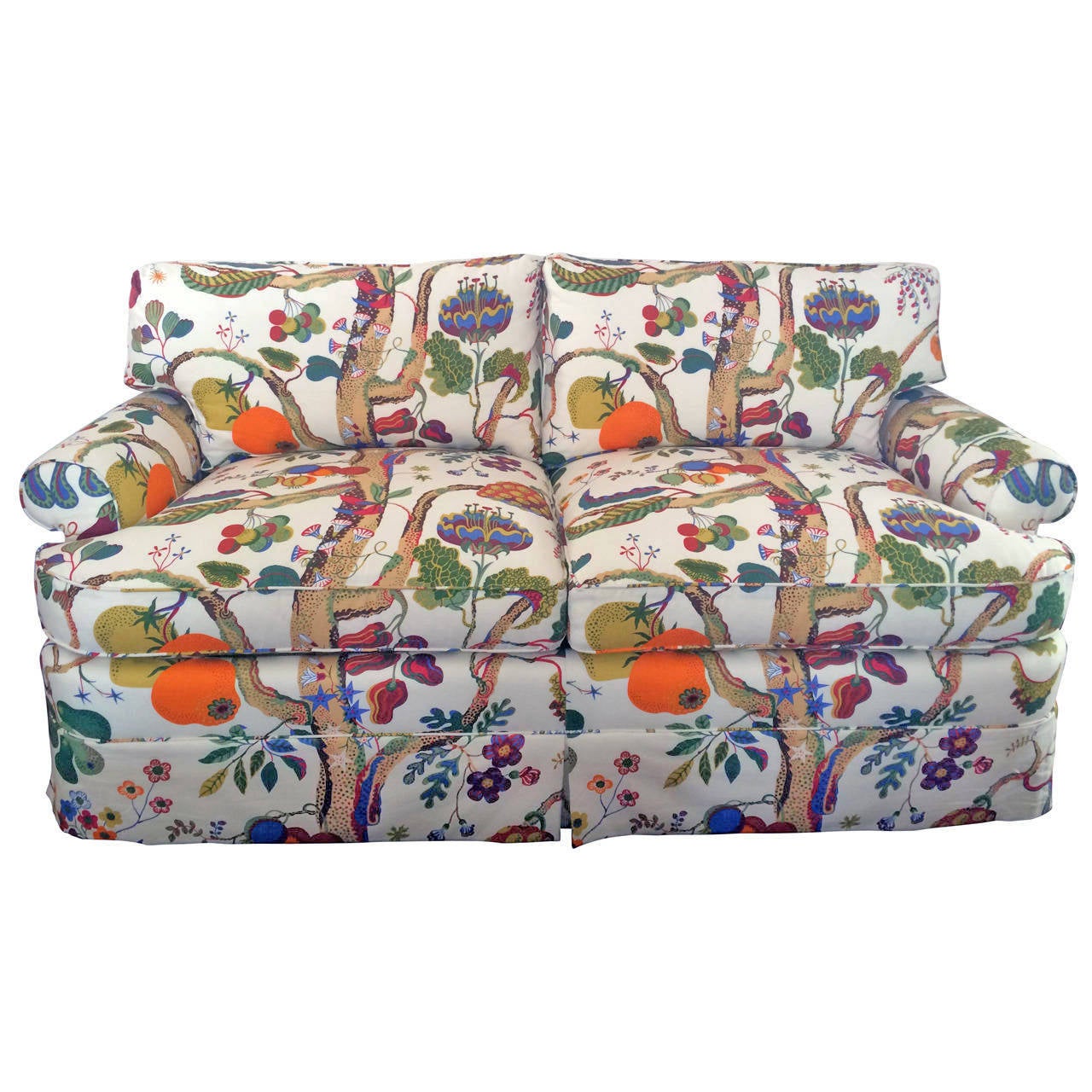 Custom Loveseat Upholstered in Josef Frank Fabric at 1stdibs