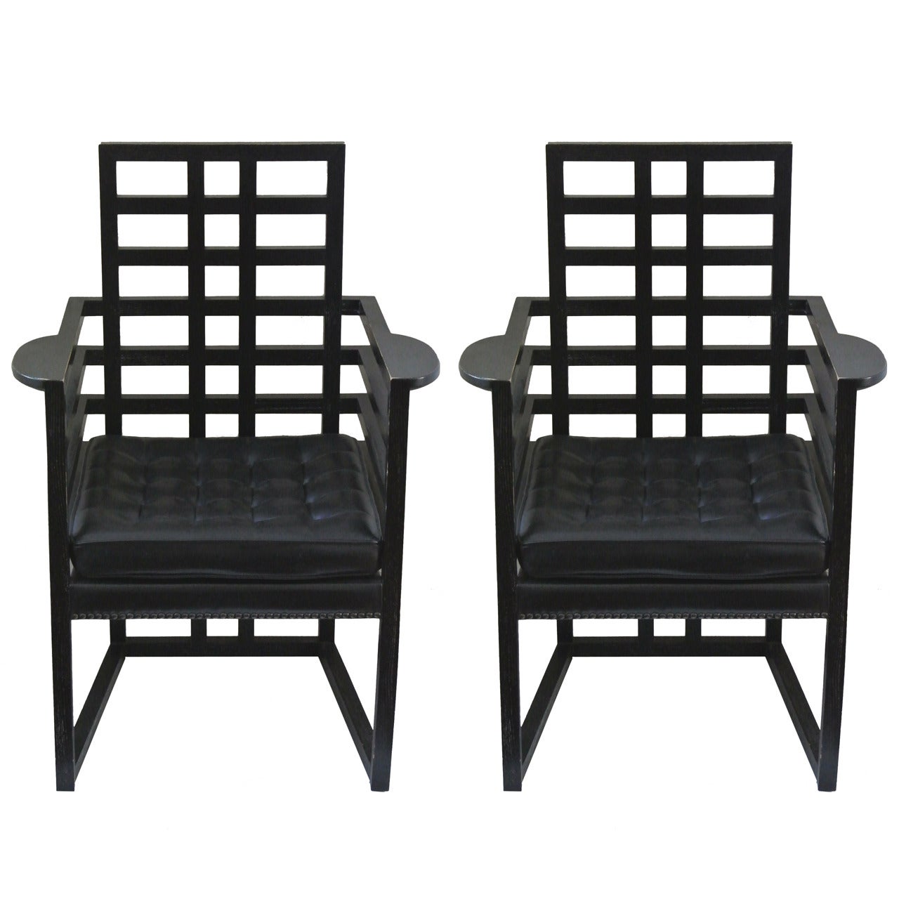 Pair of Josef Hoffmann "Armloffel" Chairs Made by Wittmann
