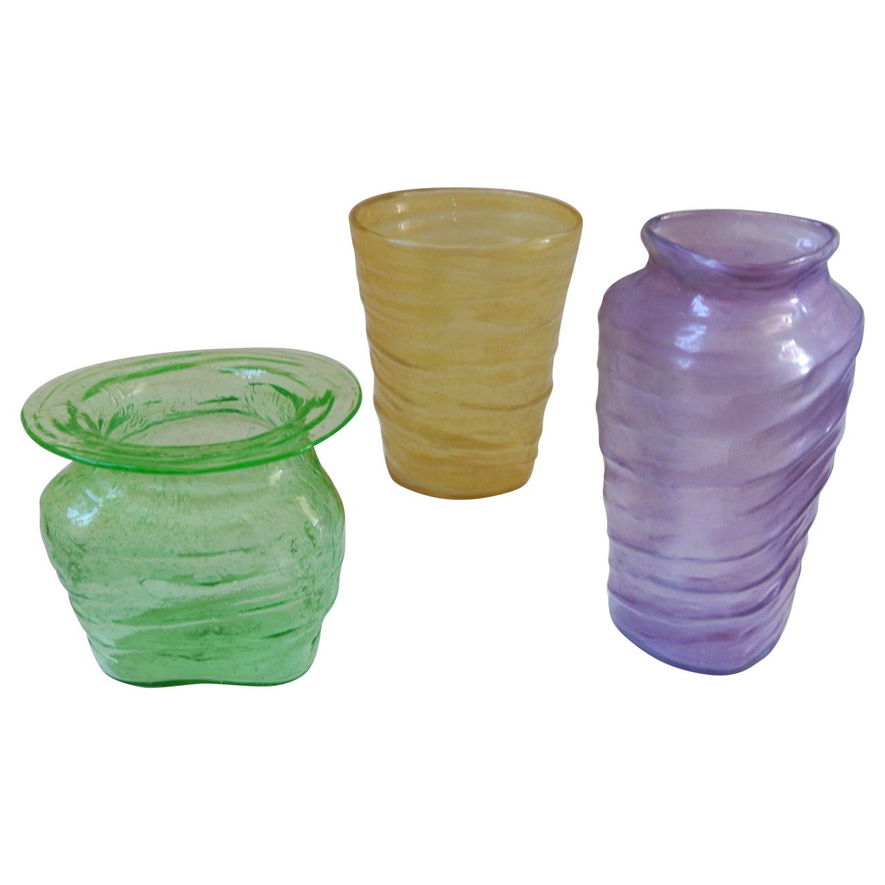Group of Three Catalonian Glass Vases, 1930s For Sale