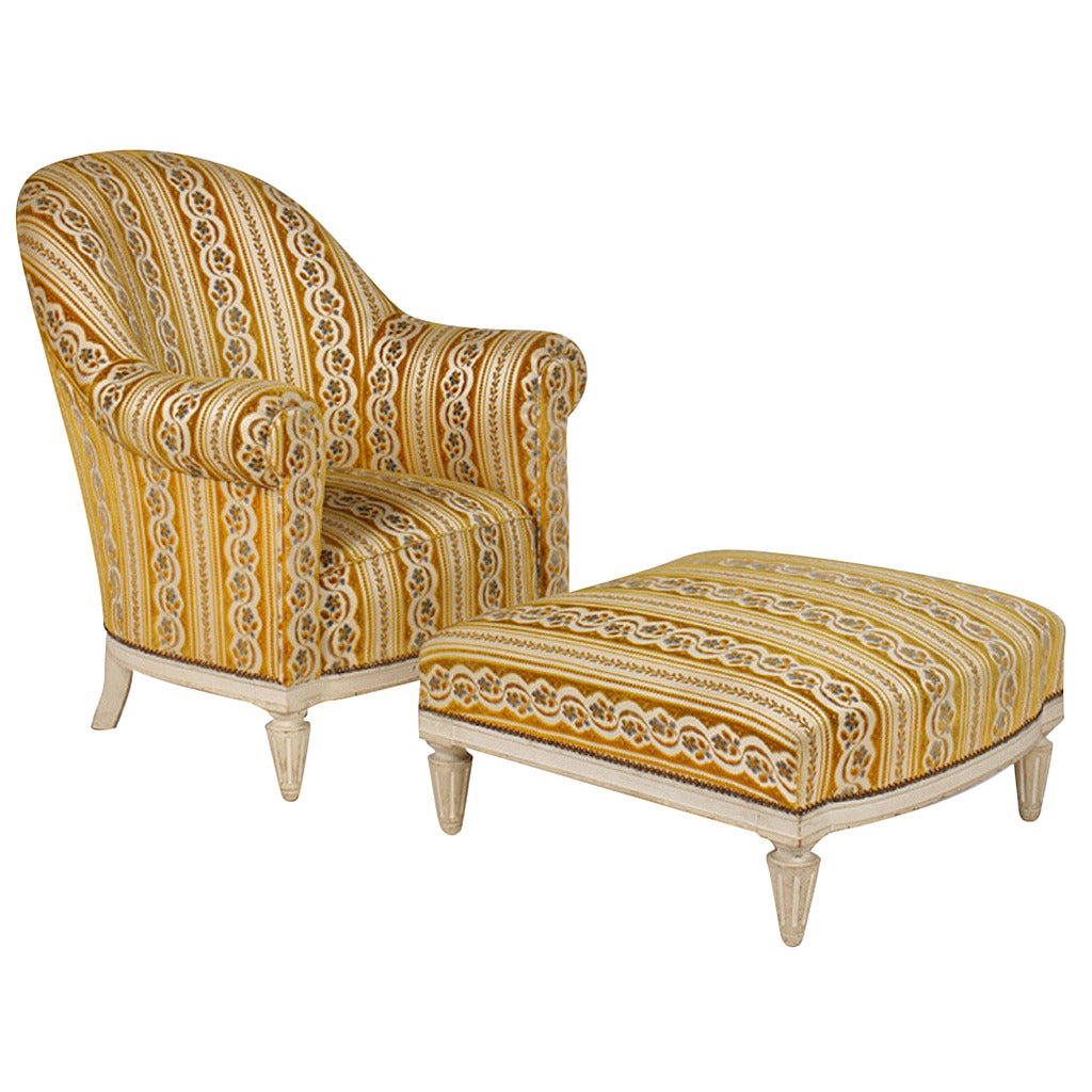 French Lounge Chair And Ottoman Circa 1935 French Lounge Chair And Ottoman Circa 1935