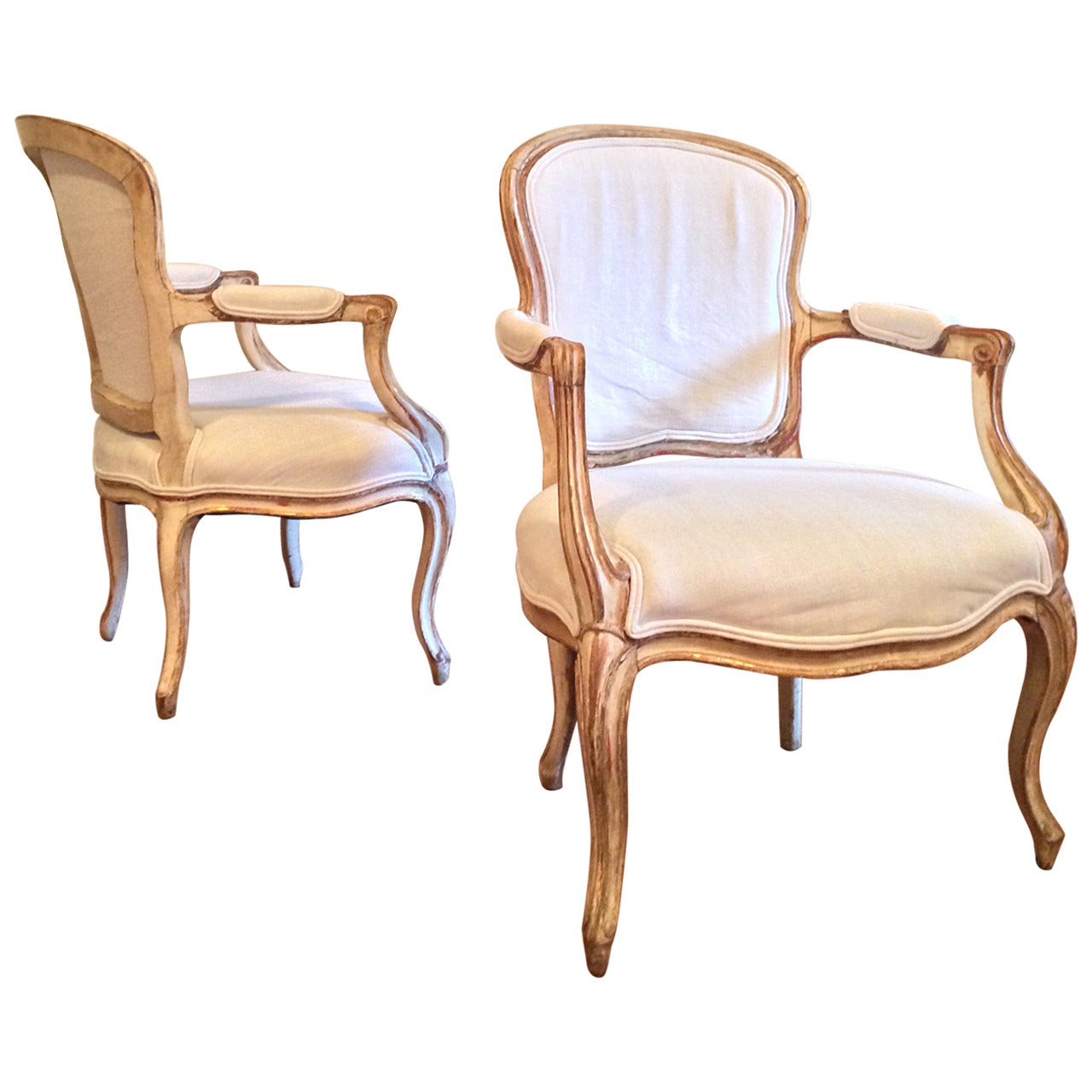 19th Century Pair of French Louis XV Style Fauteuils