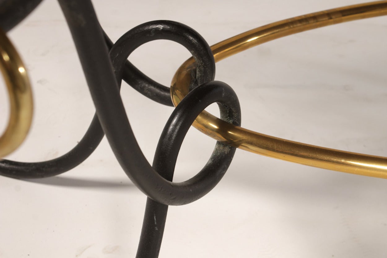 René Drouet Iron and Brass Cocktail Table, France, circa 1940 In Good Condition In Southampton, NY