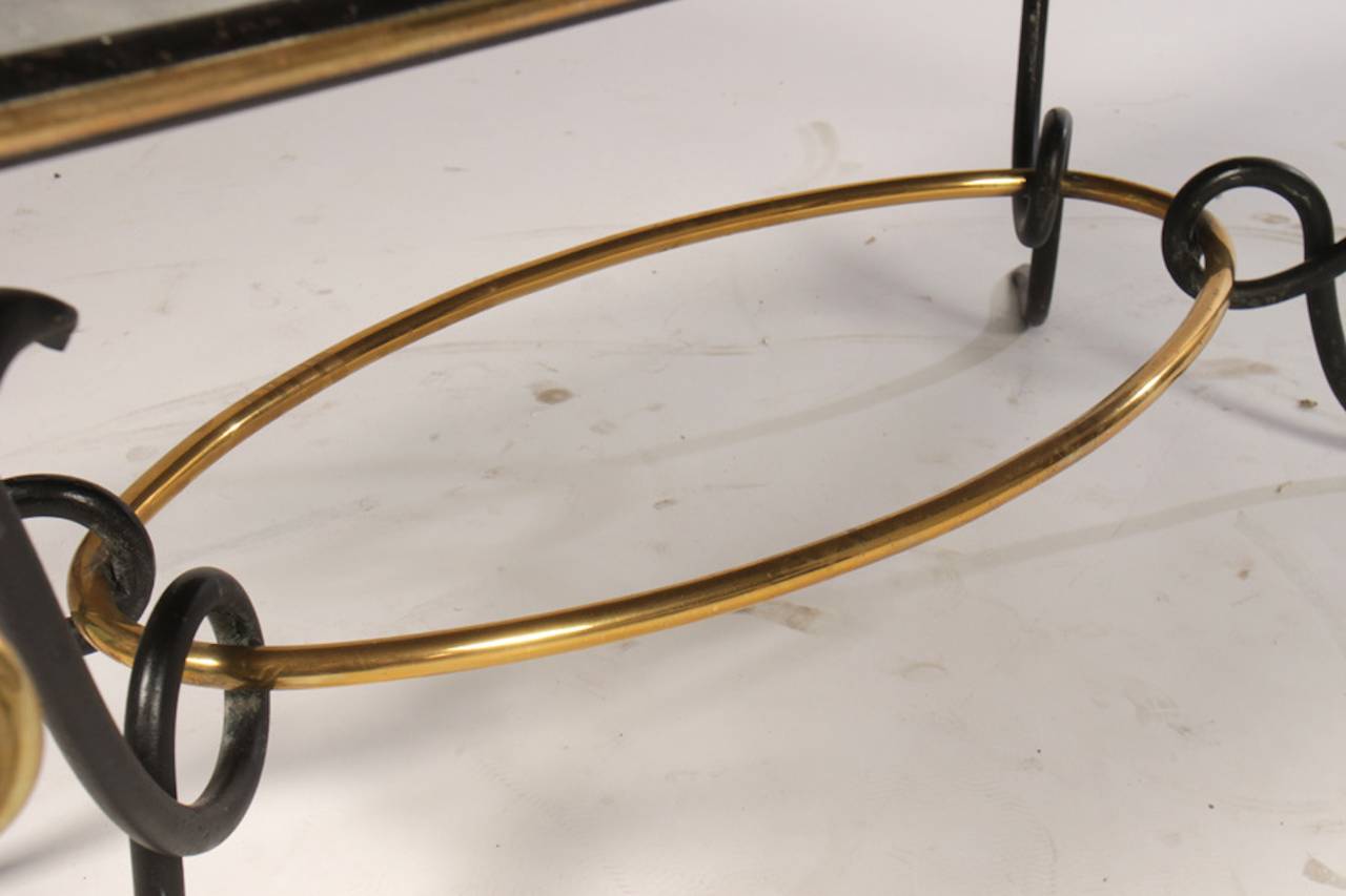 Mid-20th Century René Drouet Iron and Brass Cocktail Table, France, circa 1940
