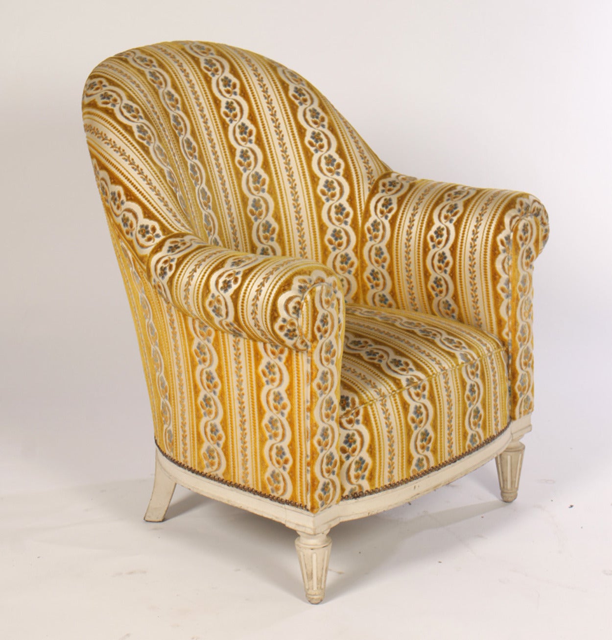 Louis XVI French Lounge Chair and Ottoman