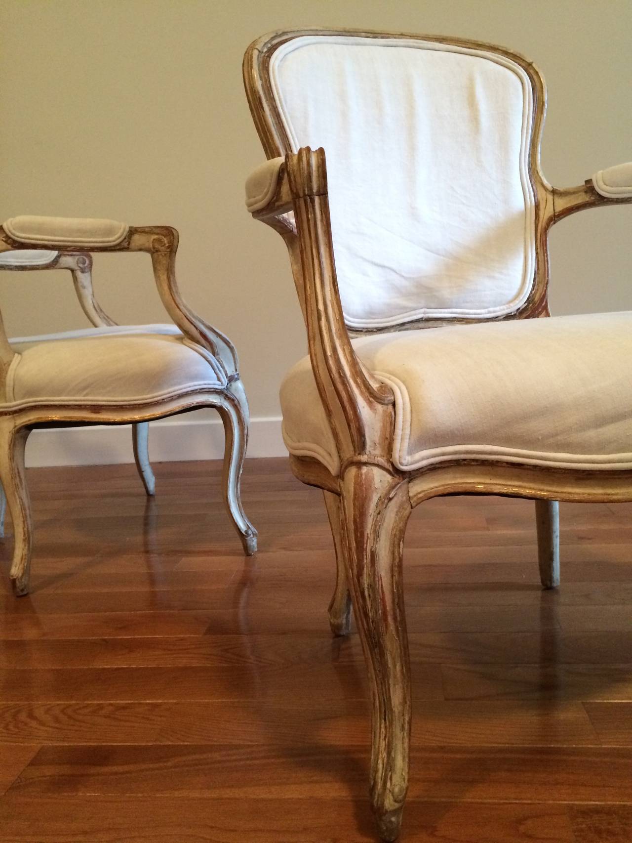 19th Century Pair of French Louis XV Style Fauteuils 3