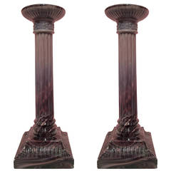 Pair of 19th Century English Slag Glass Candlesticks