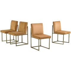 Set of Four Bronzed Steel Side Chairs