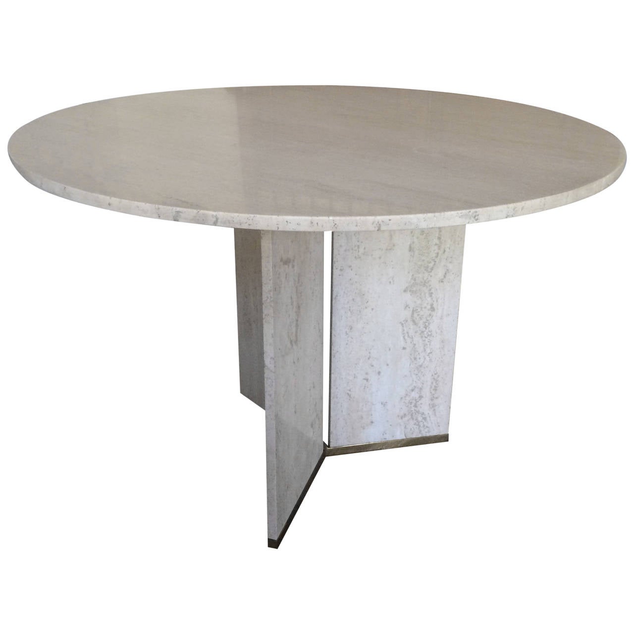French Travertine Center or Dining Table, 1970 For Sale at 1stdibs