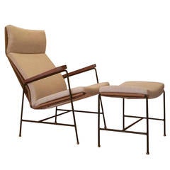 Rare Lounge Chair and Ottoman Designed by Arden Riddle, 1960s
