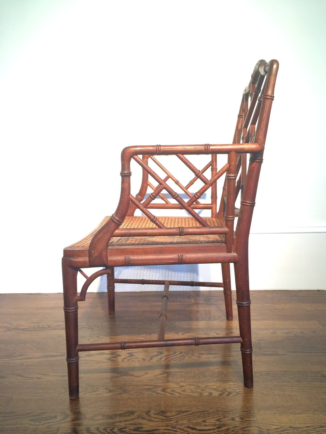 20th Century Chinese Chippendale Faux Bamboo Armchair