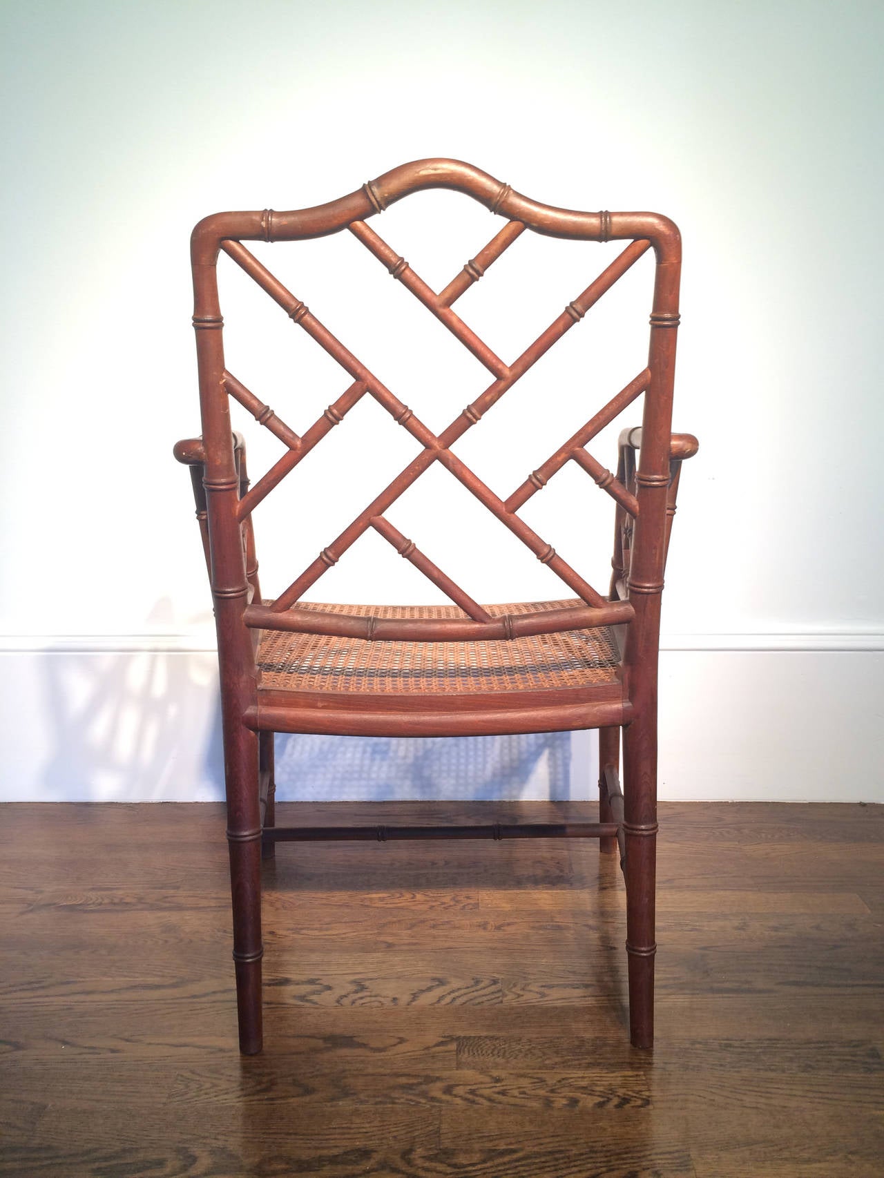 Chinese Chippendale Faux Bamboo Armchair In Excellent Condition In Southampton, NY