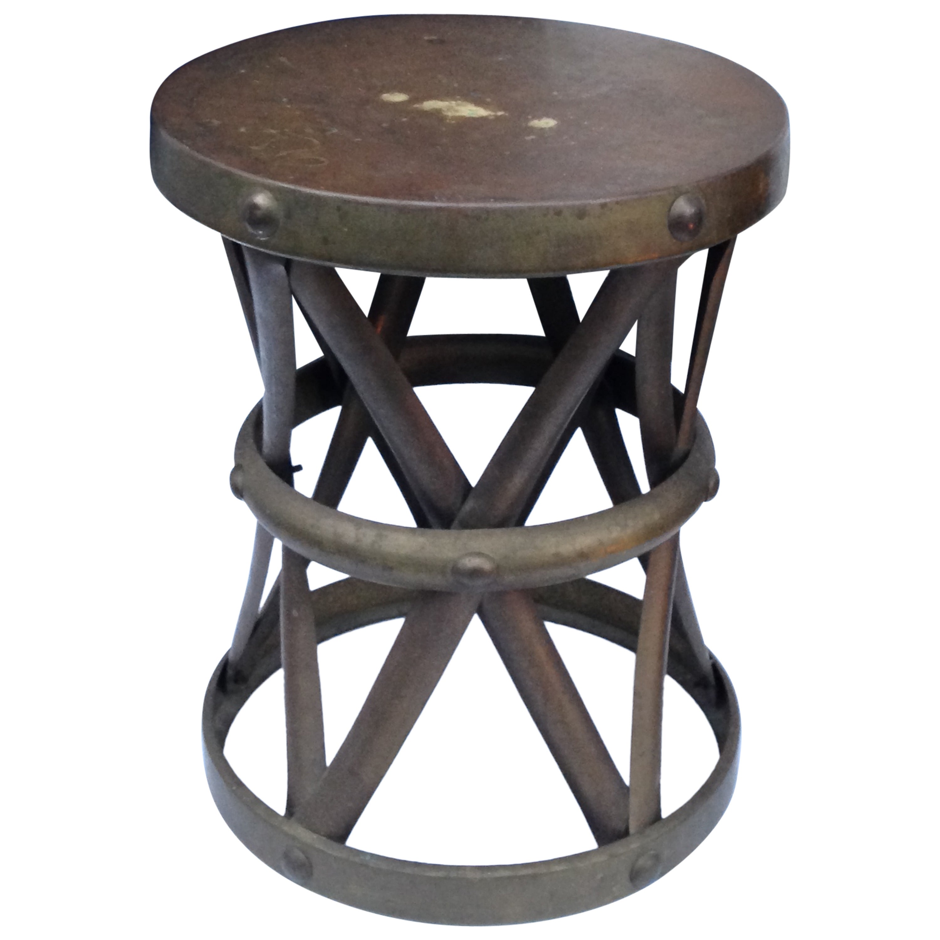 Brass Drum Style Side Table