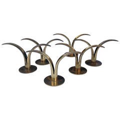 A collection of Six Ivar Alenius Bjork Candlesticks for Ystad Metall