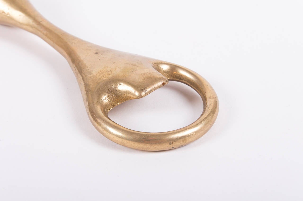 Mid-20th Century Heavy Carl Aubock Brass Bottle Opener, Vienna, 1950s For Sale