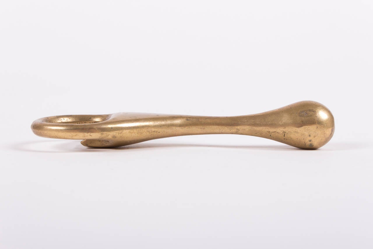 Mid-Century Modern Heavy Carl Aubock Brass Bottle Opener, Vienna, 1950s For Sale
