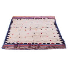 Tribal White Grounded Afshar Sofra (Sofreh, Sofrah) Kilim, Early 20th Century