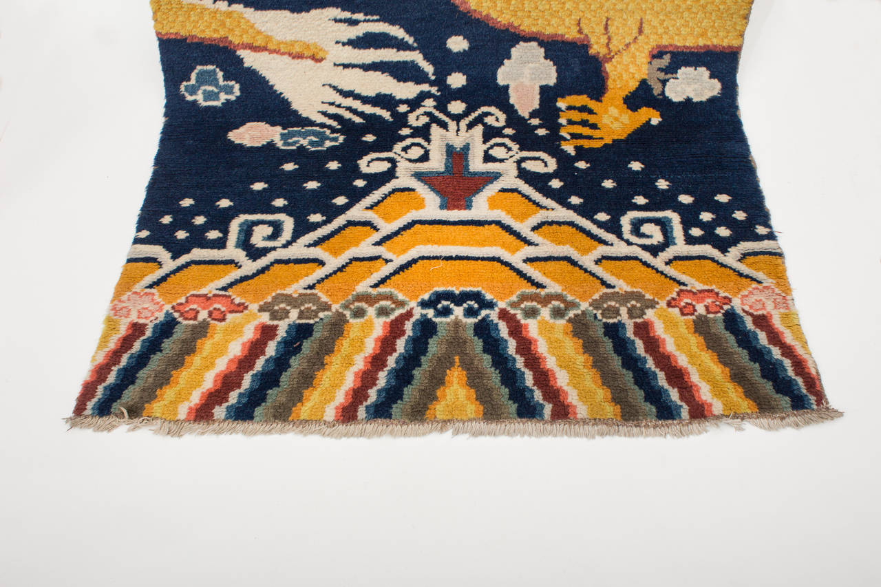 Other Chinese Ning Hsia ( Ningxia ) Temple Dragon Pillar Rug, 19th Century