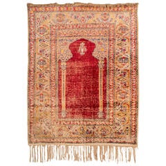 Antique Turkish Ghiordes Silk Prayer Rug, 19th Century