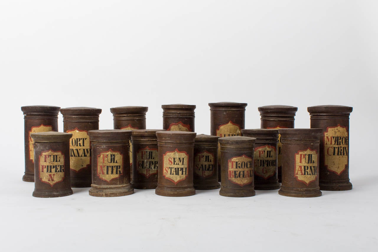 German Collection of 15 Baroque Apothecary Jars