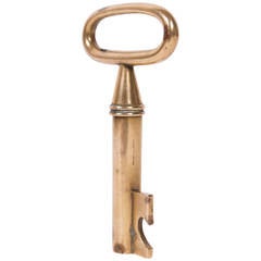 Brass Key Bottle Opener with Hidden Corkscrew by Carl Aubock, 1950s or 1960s