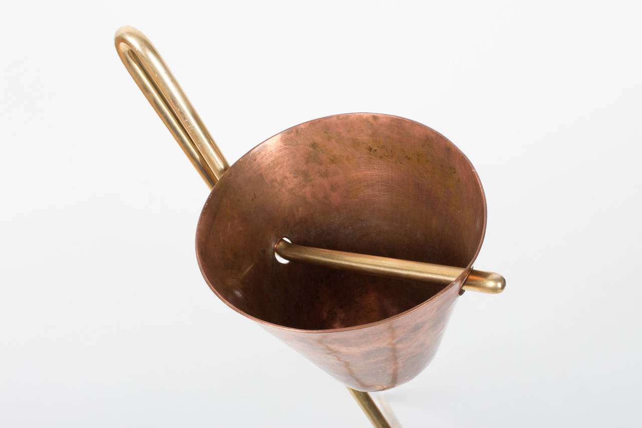 Mid-20th Century Mint Marked Brass and Copper Floor Ashtray by Carl Auböck, circa 1954