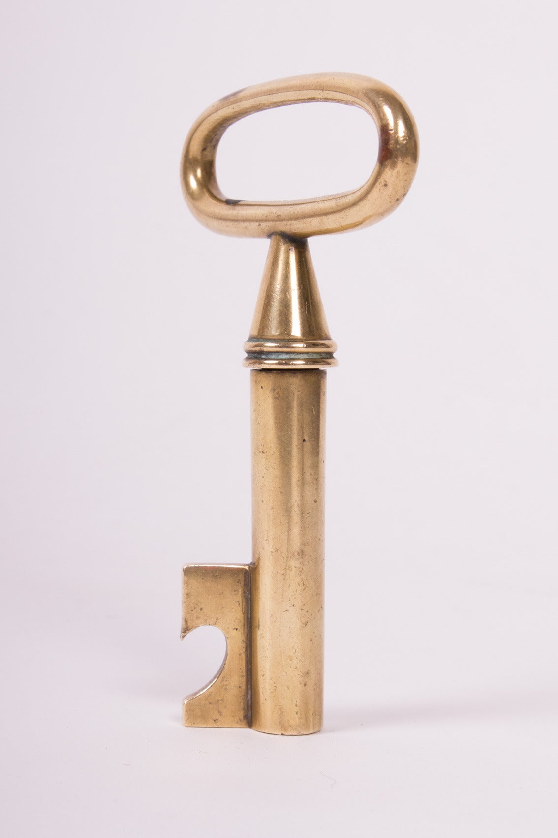 Brass Key Bottle Opener with Hidden Corkscrew by Carl Aubock, 1950s or 1960s