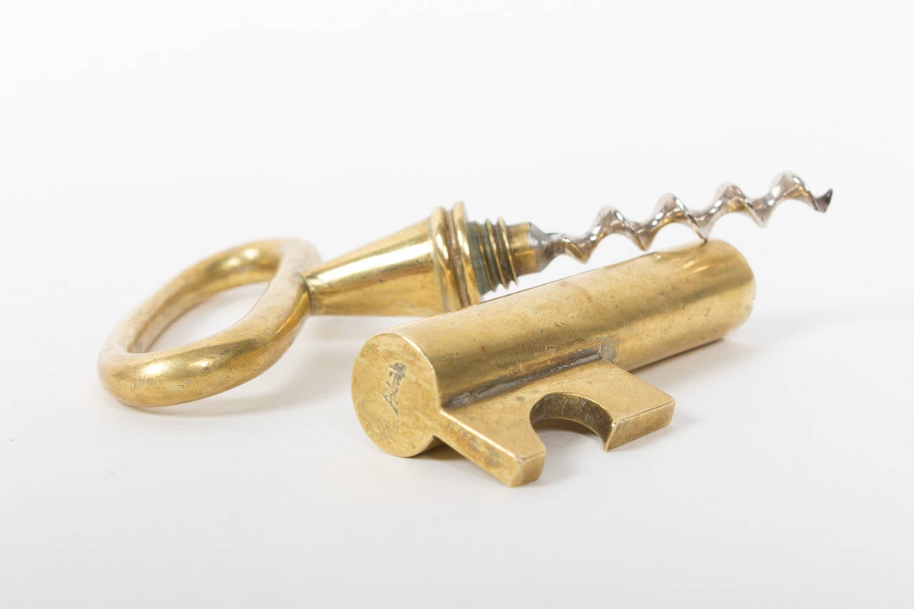 Large Marked Mint Auböck Bottle Opener with Hidden Corkscrew In Excellent Condition For Sale In Vienna, Vienna