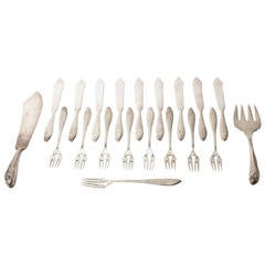 Antique Set of 20 Jugendstil Fish Cutlery Set by Orivit Cologne, Designed in 1907