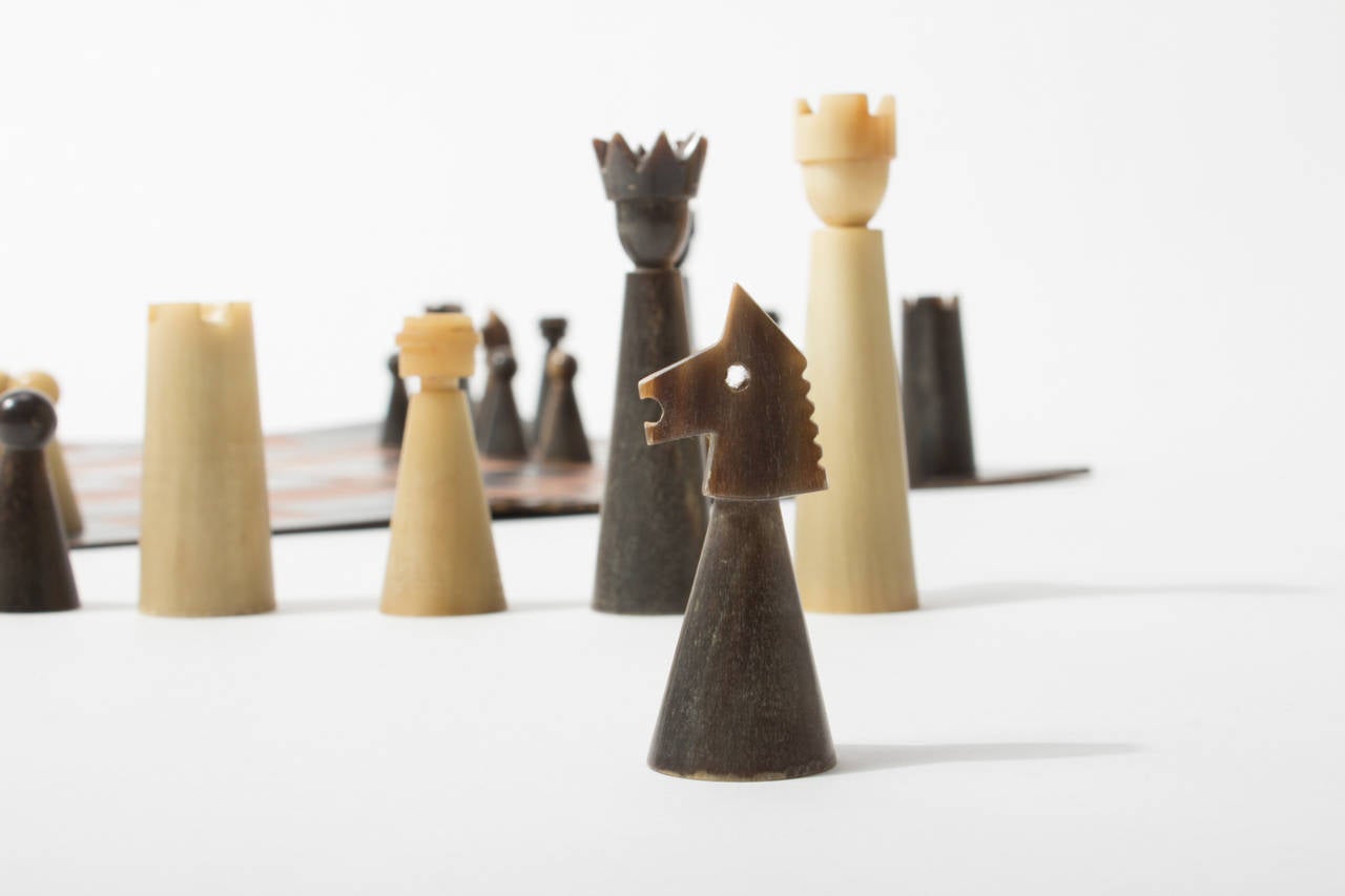 Rare and Early Horn Chess by Carl Auböck 1