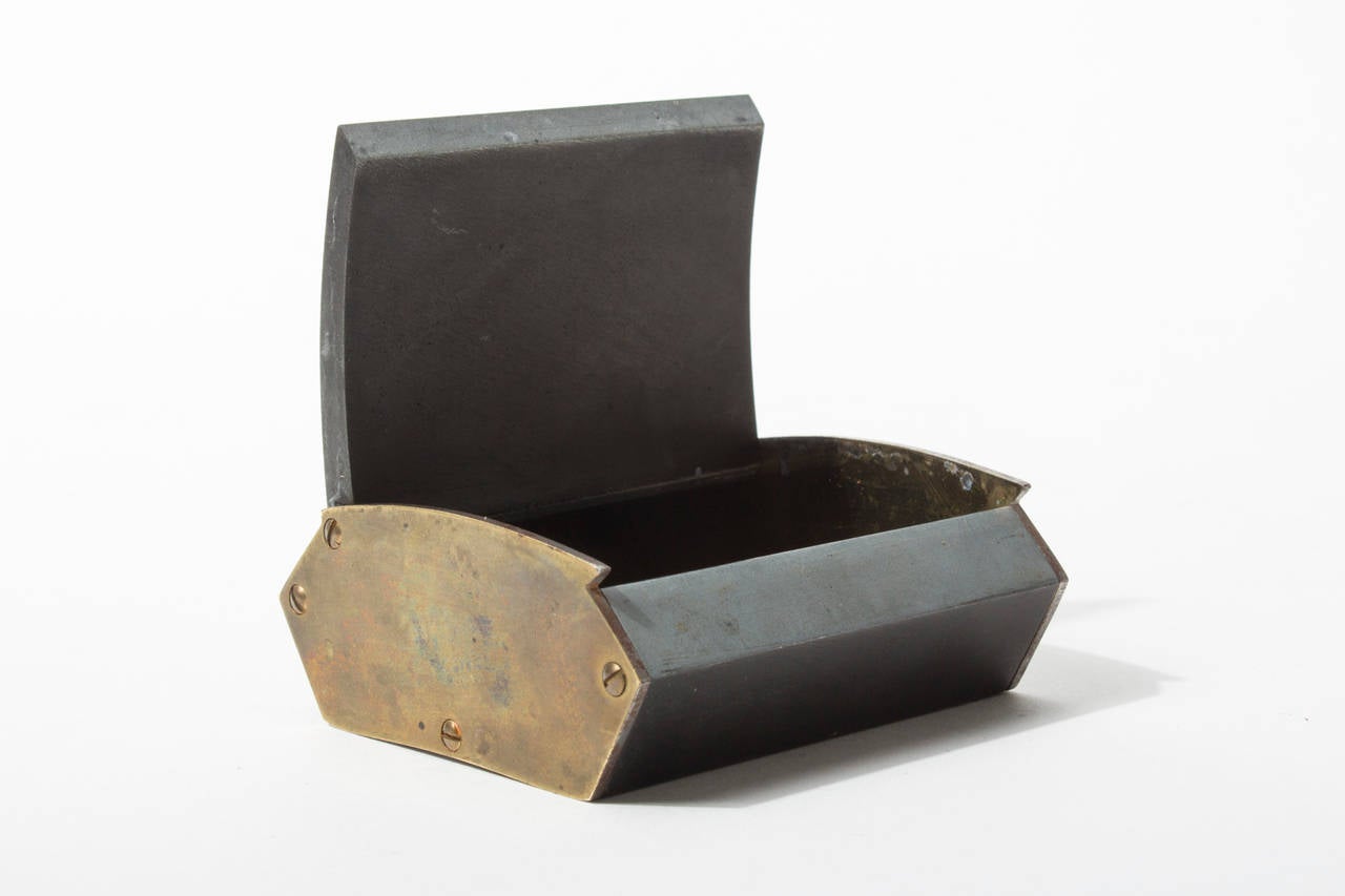 Rare Curved White Metal Jewelry Box by Carl Auböck