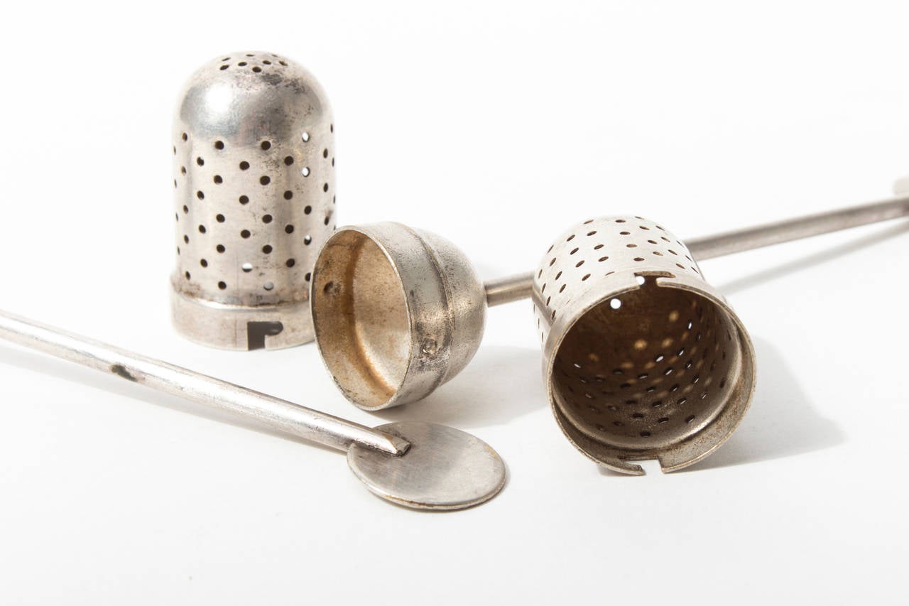 Plated Pair of Christian Dell Tea Infusers for the Bauhaus Weimar, circa 1924 For Sale