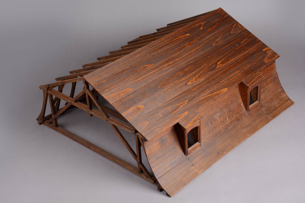 Joinery 19th Century Didactical Architecture Model of a Mansarde Attic For Sale