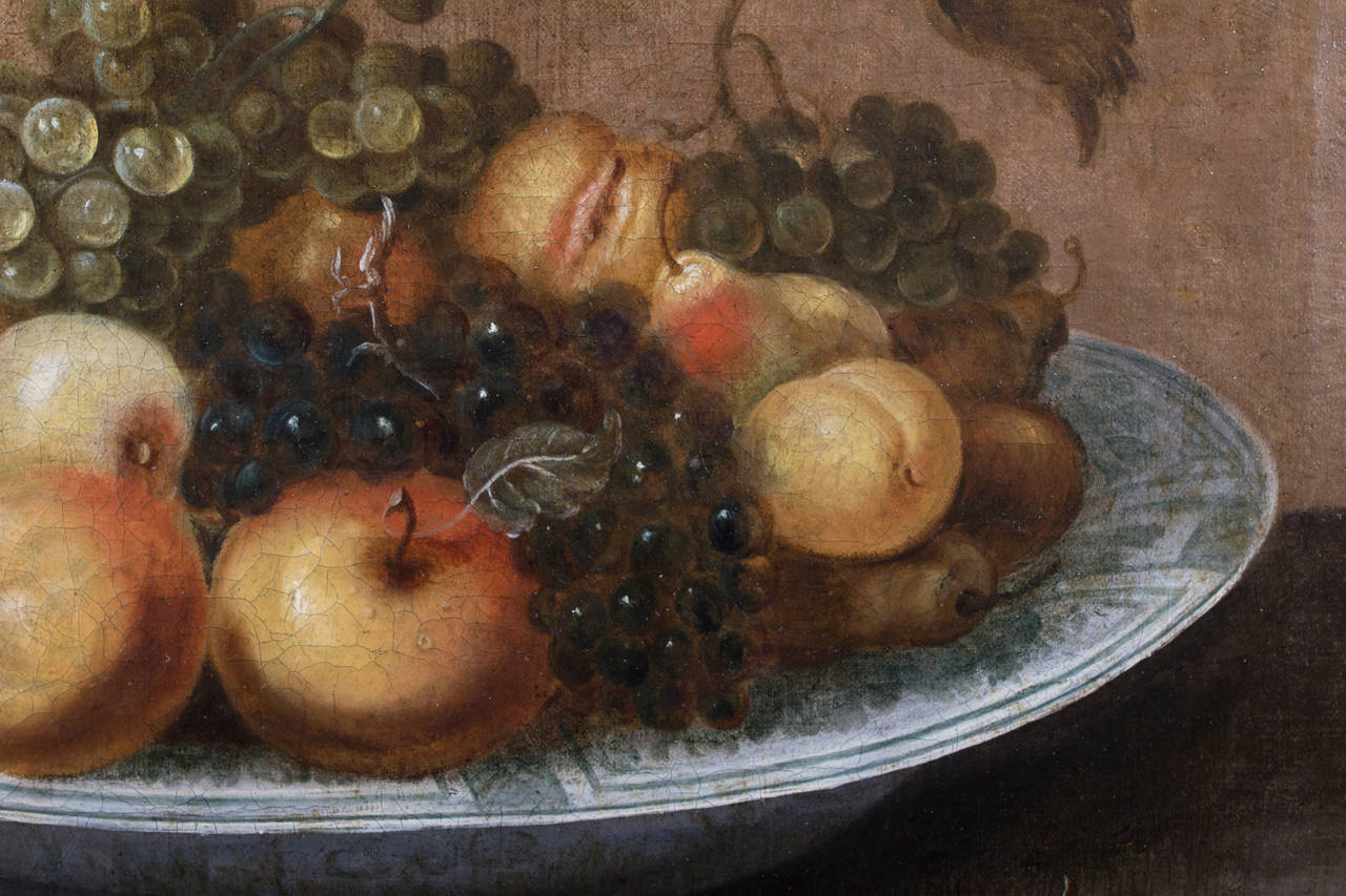 Dutch Johannes Bouman, fruit still life in a bowl, ca 1640 For Sale