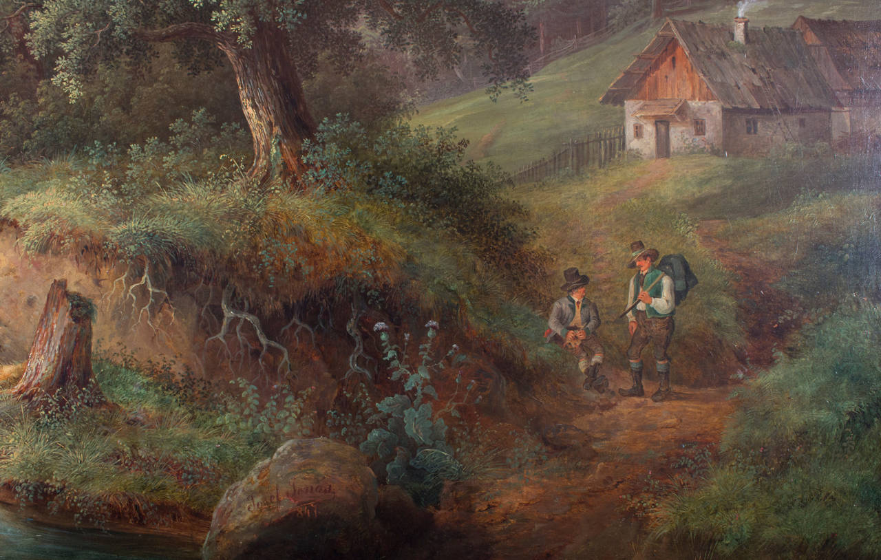 Biedermeier-Landschaftsgemälde von Joseph Jonas, Ansicht des Salzburger Landes, 1847 im Zustand „Hervorragend“ in Vienna, Vienna