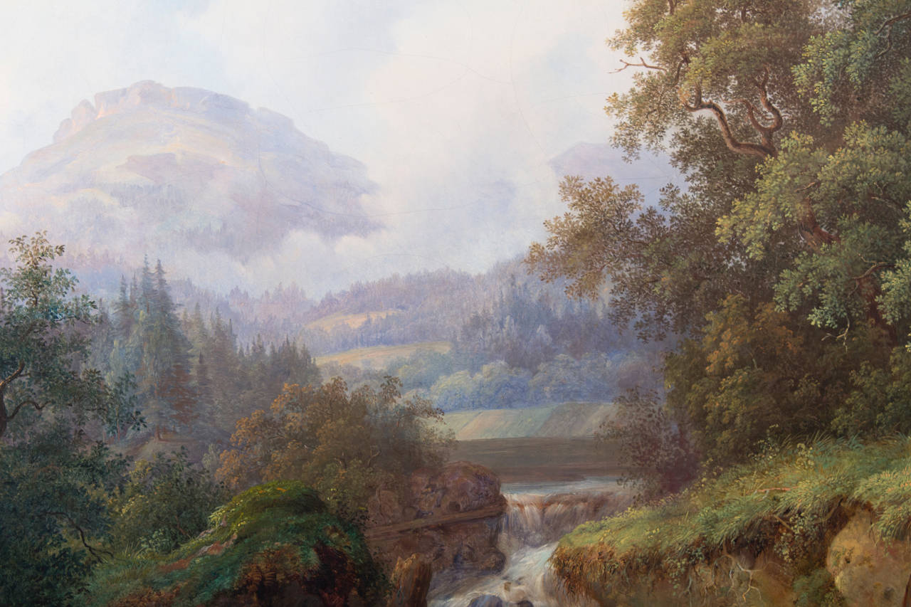 Biedermeier-Landschaftsgemälde von Joseph Jonas, Ansicht des Salzburger Landes, 1847 (Österreichisch)