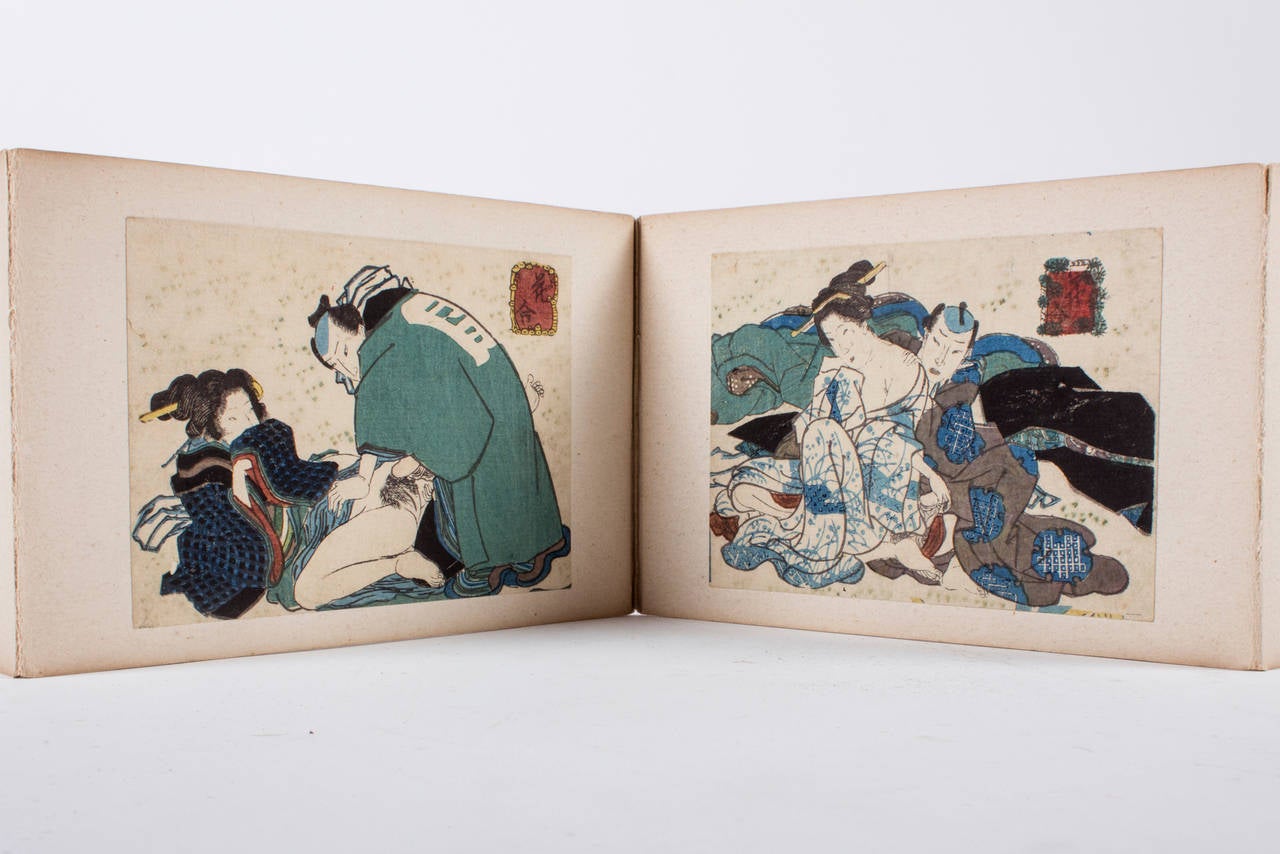 Utagawa Kunisada Attributed Shunga Life of Prince Genji, Early 19th Century In Good Condition In Vienna, Vienna