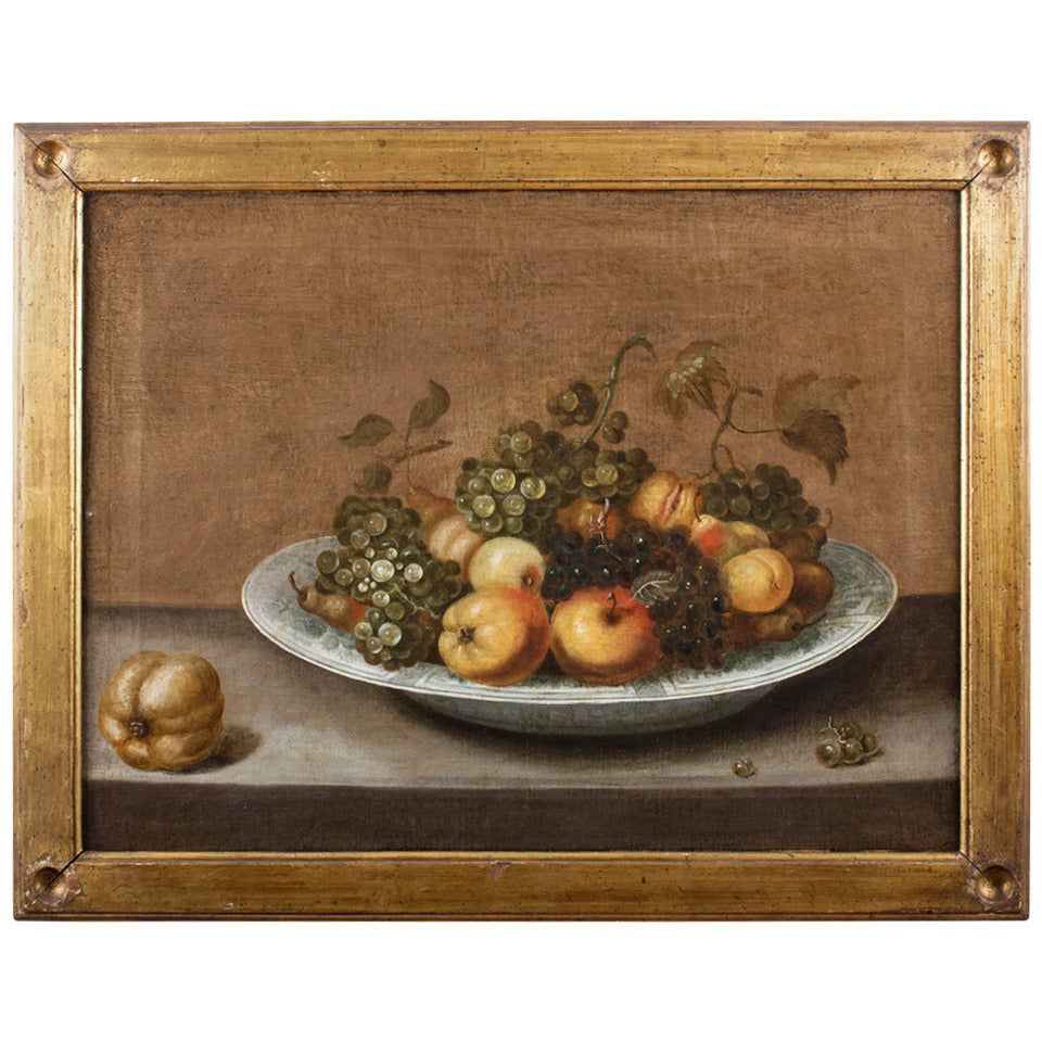 Johannes Bouman, fruit still life in a bowl, ca 1640 For Sale