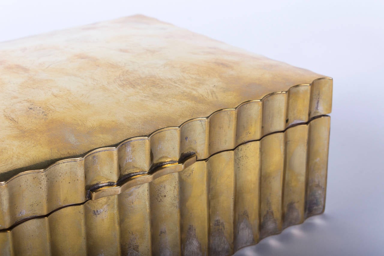 Austrian Wiener Werkstätten Dagobert Peche Box with Cover Made of Brass