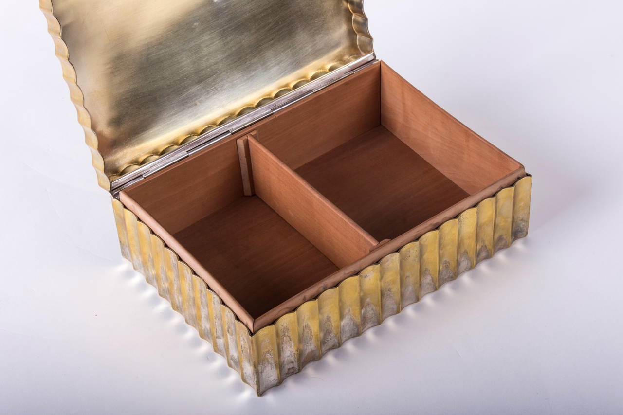 Early 20th Century Wiener Werkstätten Dagobert Peche Box with Cover Made of Brass
