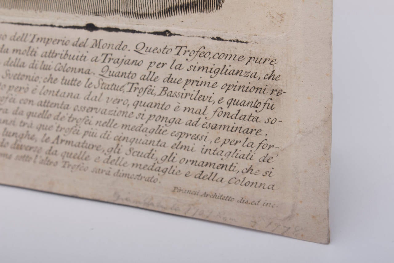 Paper Late 18th Century Piranesi Etching from the Trofeo di Ottaviano Augusto