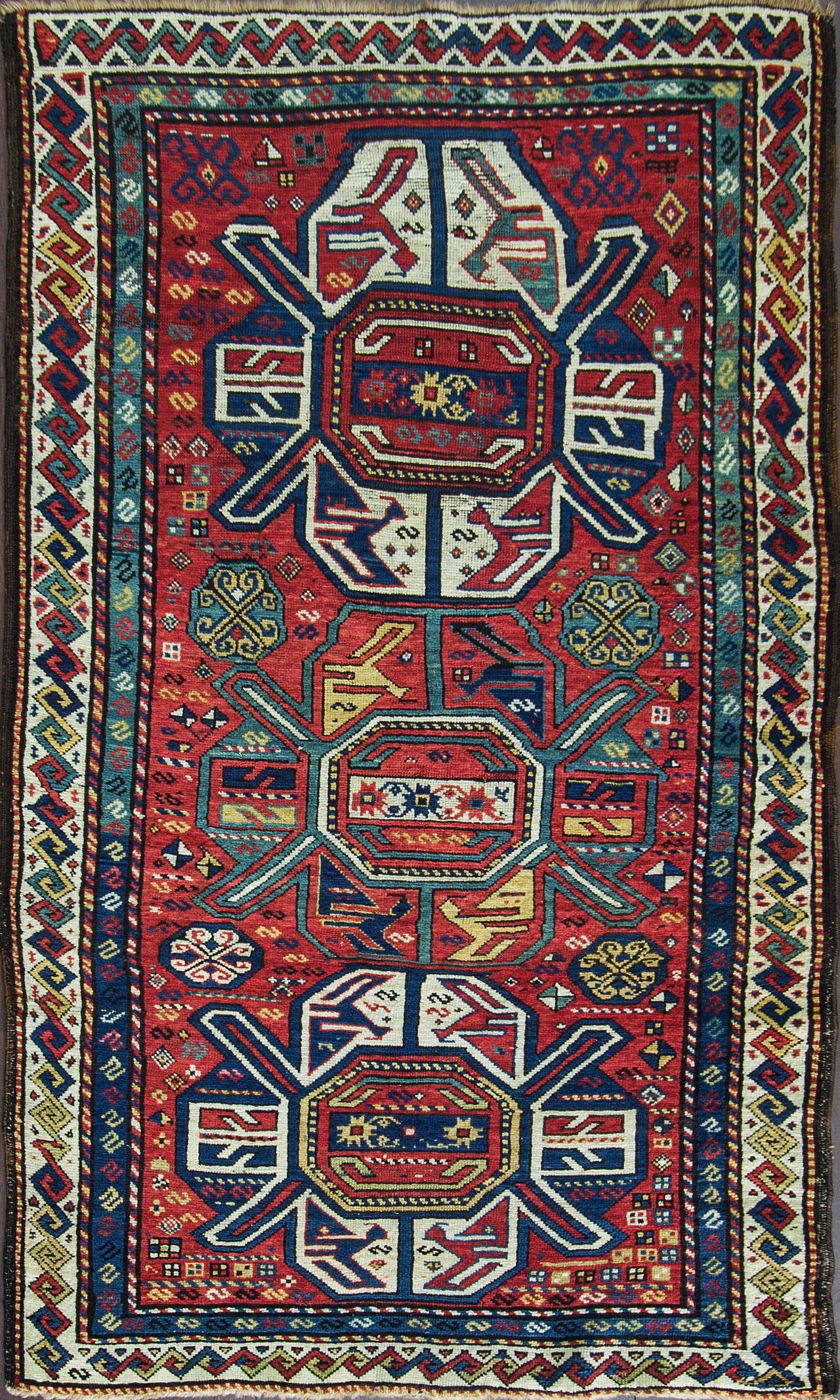 Caucasian rugs are made in the rugged mountains and lush valleys of Armenia, Azerbaijan and Georgia. This area was populated by Armenian dyers and weavers, Azeri Turks, groups from the Northern Caucasus and minorities from the surrounding areas. The