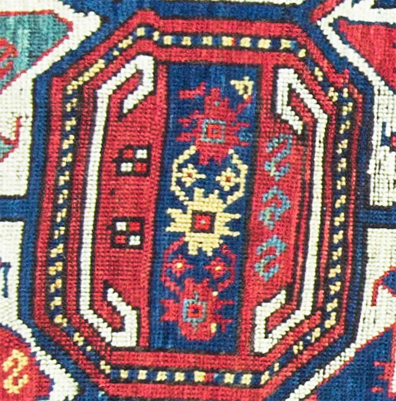 Hand-Woven  Antique Lenkoran Rug, Caucasian, Kazak, 3'9