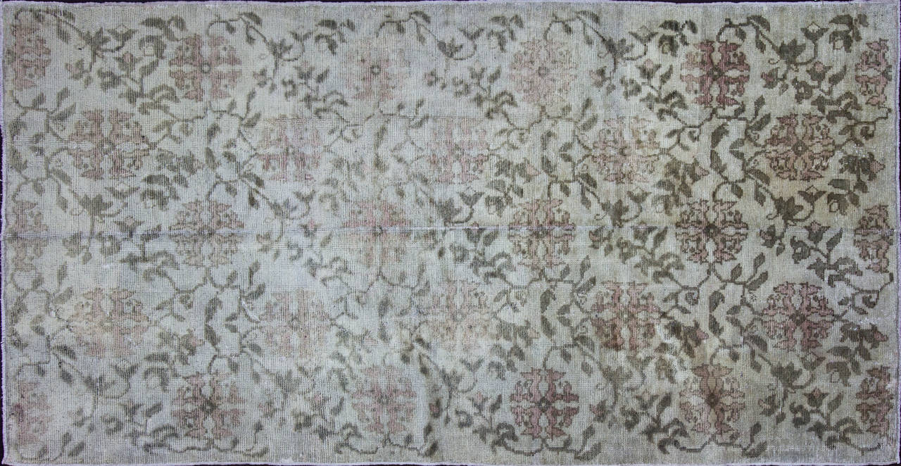 Hand-Knotted Antique Turkish Oushak Oriental Rug For Sale