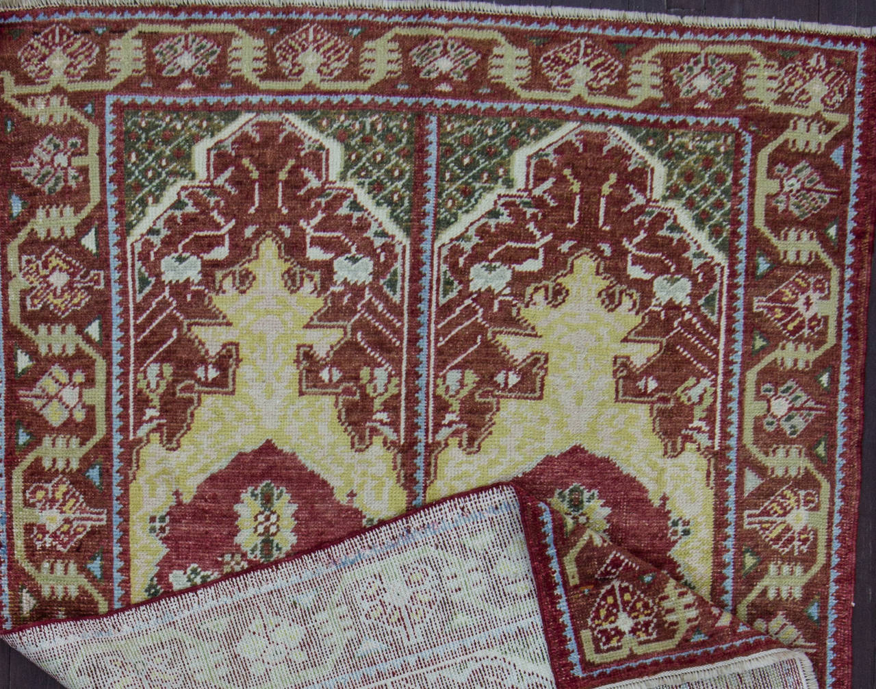Hand-Woven Antique Turkish Ushak Handmade Oriental Rug, 4'5